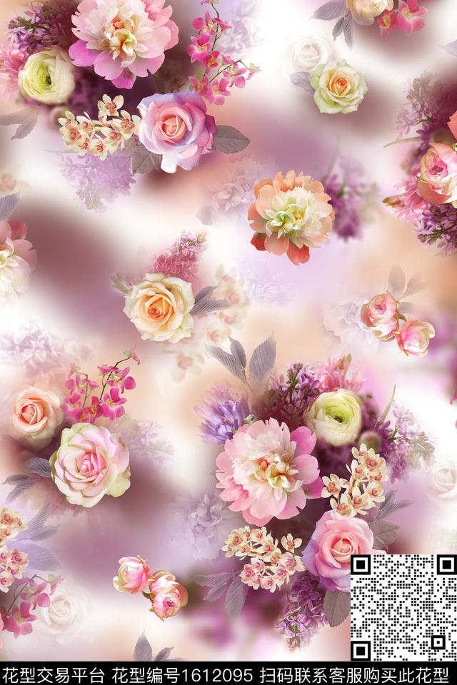 大花花卉中老年数码印花花型下载（图片编号: 1612095） - 瓦栏（Walan）