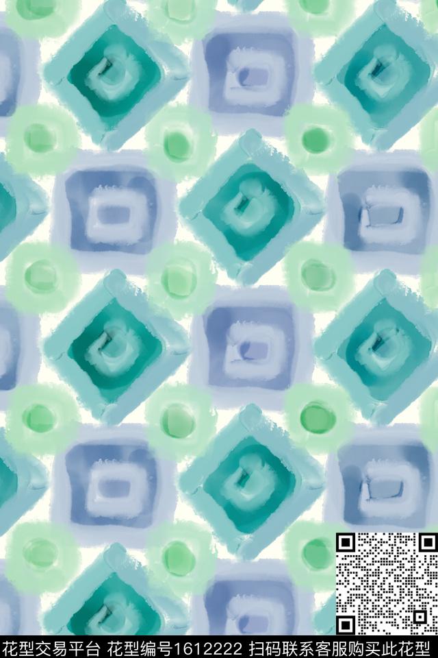 水彩格子几何数码印花花型下载（图片编号: 1612222） - 瓦栏（Walan）