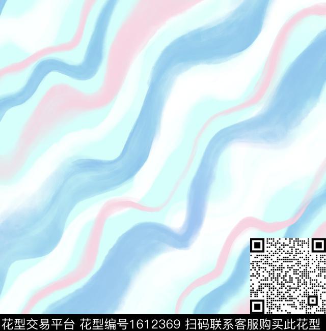 水彩手绘波浪纹数码印花花型下载（图片编号: 1612369） - 瓦栏（Walan）