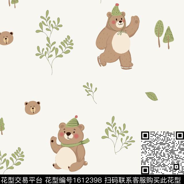 卡通动物趣味熊传统印花花型下载（图片编号: 1612398） - 瓦栏（Walan）
