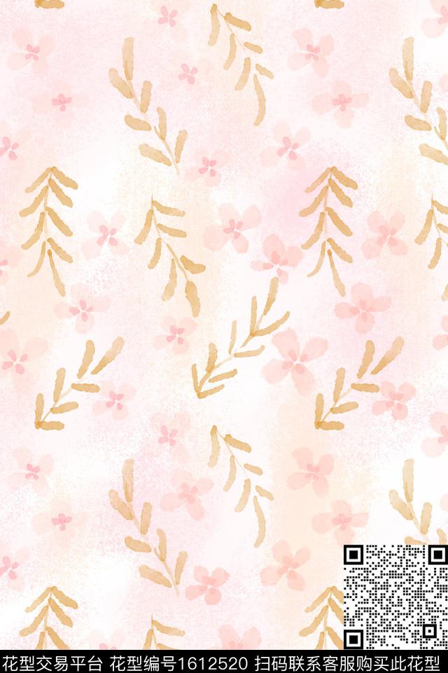 花卉小碎花水彩数码印花花型下载（图片编号: 1612520） - 瓦栏（Walan）