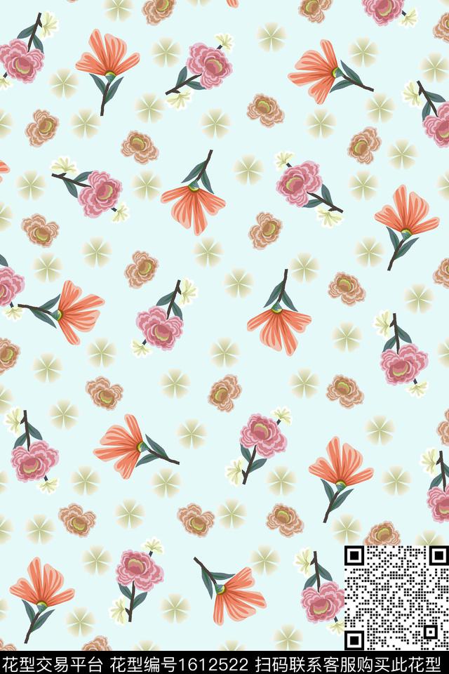 满版散花小碎花数码花型数码印花花型下载（图片编号: 1612522） - 瓦栏（Walan）