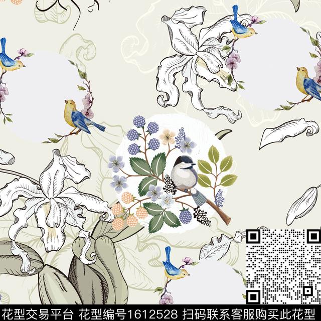 植物花鸟花卉数码印花花型下载（图片编号: 1612528） - 瓦栏（Walan）