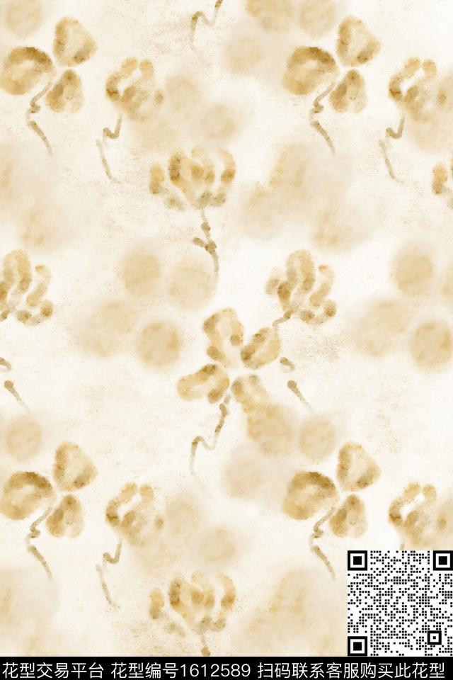花卉素雅水彩数码印花花型下载（图片编号: 1612589） - 瓦栏（Walan）