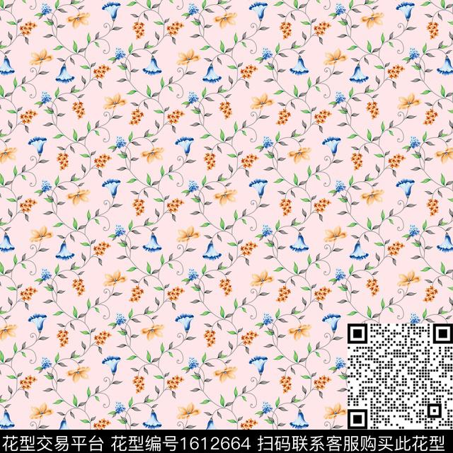 清爽底花卉花卉小碎花数码印花花型下载（图片编号: 1612664） - 瓦栏（Walan）