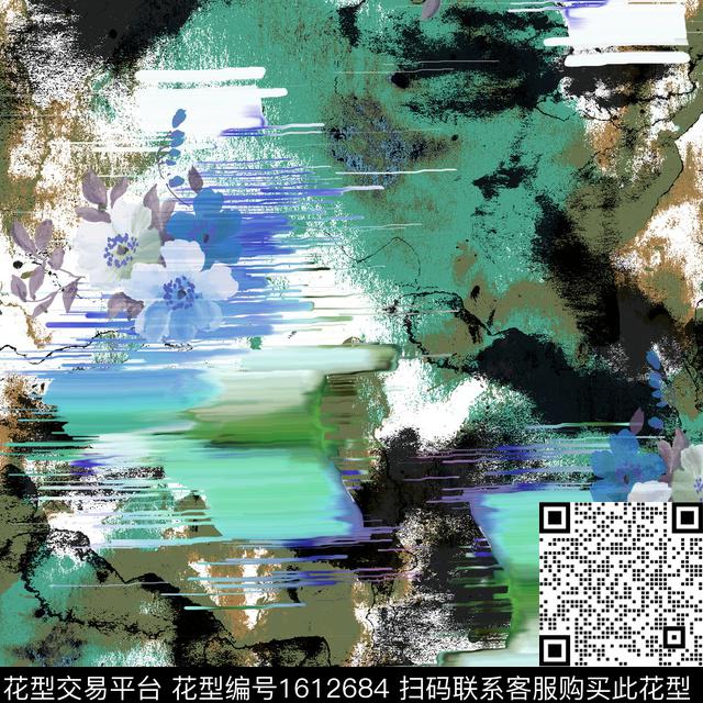 晕染肌理大牌风休闲数码印花花型下载（图片编号: 1612684） - 瓦栏（Walan）