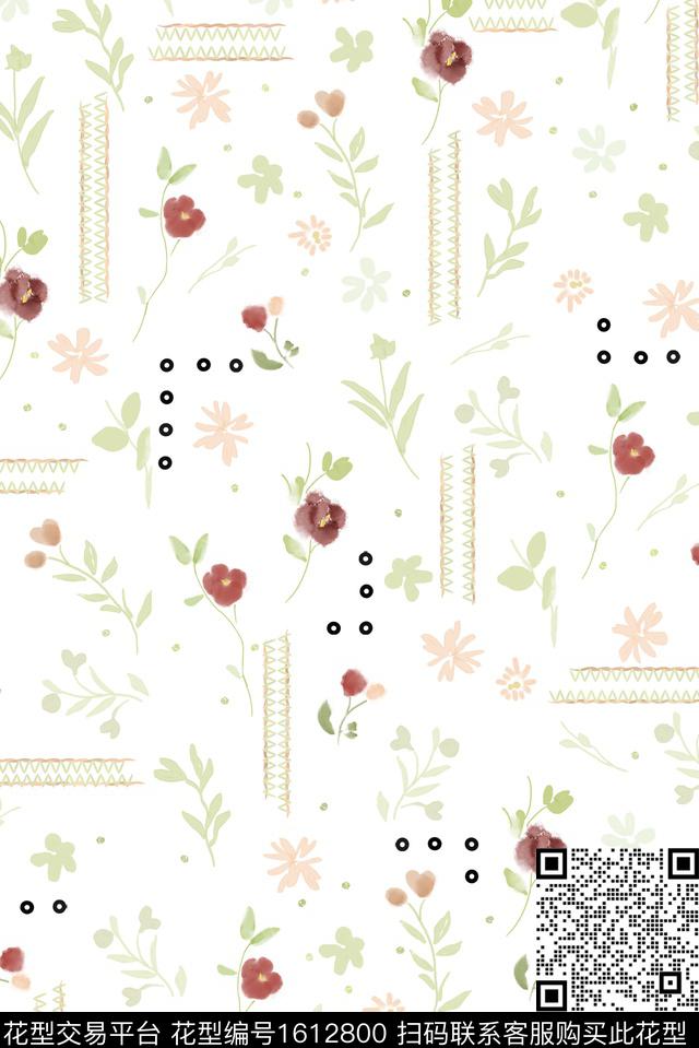 花卉手绘花卉小碎花数码印花花型下载（图片编号: 1612800） - 瓦栏（Walan）
