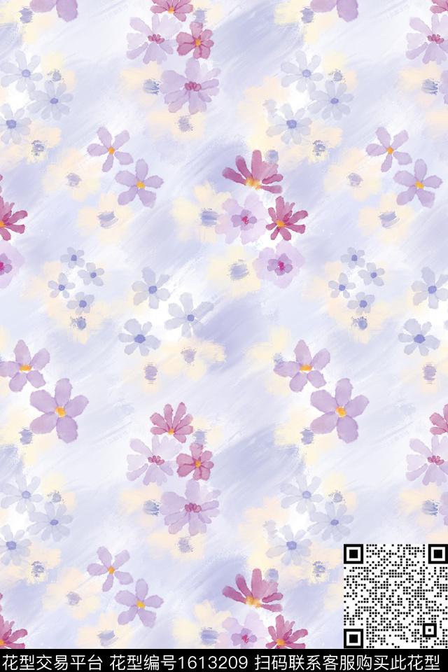 花卉水彩小碎花数码印花花型下载（图片编号: 1613209） - 瓦栏（Walan）