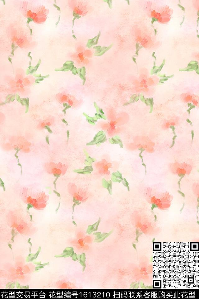 花卉小碎花水彩数码印花花型下载（图片编号: 1613210） - 瓦栏（Walan）