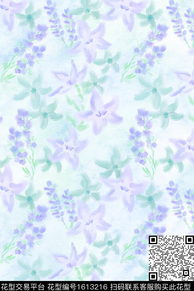 花卉小碎花水彩数码印花花型下载（图片编号: 1613216） - 瓦栏（Walan）