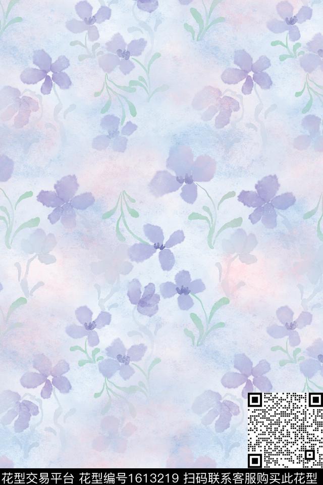 花卉小碎花水彩数码印花花型下载（图片编号: 1613219） - 瓦栏（Walan）