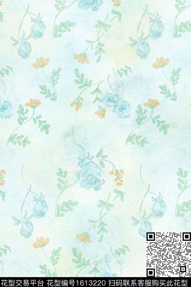 花卉小碎花水彩数码印花花型下载（图片编号: 1613220） - 瓦栏（Walan）