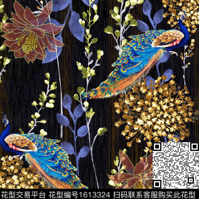 大花民族花卉满天星数码印花花型下载（图片编号: 1613324） - 瓦栏（Walan）