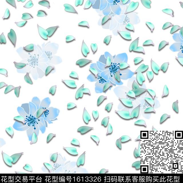 小清新花瓣休闲数码印花花型下载（图片编号: 1613326） - 瓦栏（Walan）