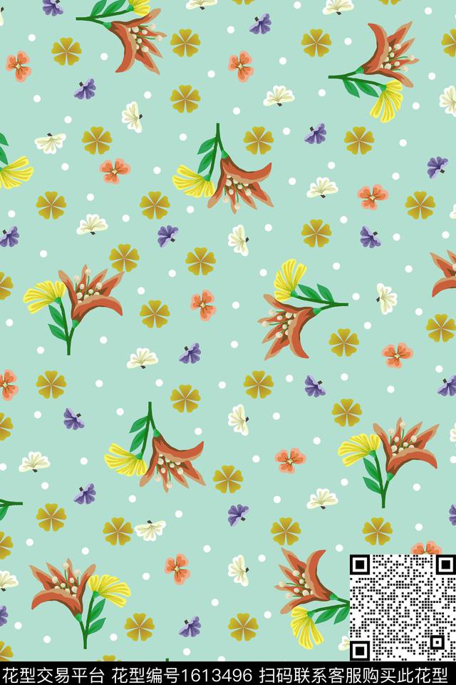 满版散花小碎花波点传统印花花型下载（图片编号: 1613496） - 瓦栏（Walan）