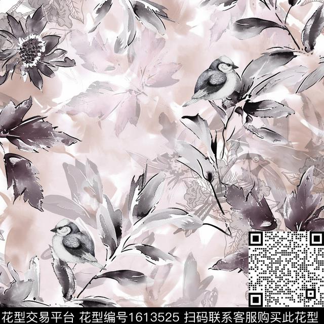 花卉水彩花卉花鸟数码印花花型下载（图片编号: 1613525） - 瓦栏（Walan）
