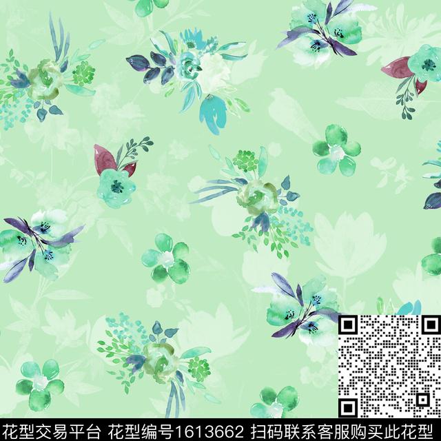 小清新小碎花水彩花卉数码印花花型下载（图片编号: 1613662） - 瓦栏（Walan）