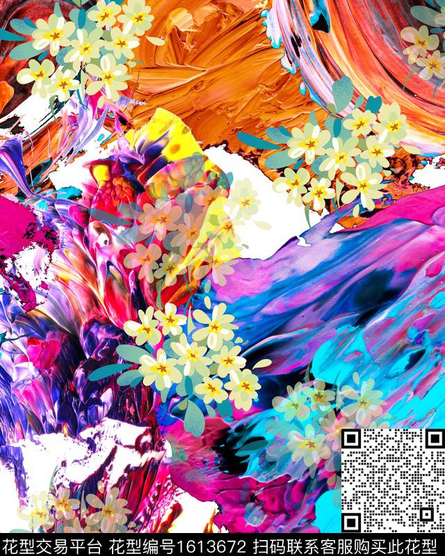 晕染肌理渐变小碎花数码印花花型下载（图片编号: 1613672） - 瓦栏（Walan）