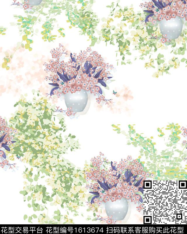 小清新小碎花朦胧花卉数码印花花型下载（图片编号: 1613674） - 瓦栏（Walan）