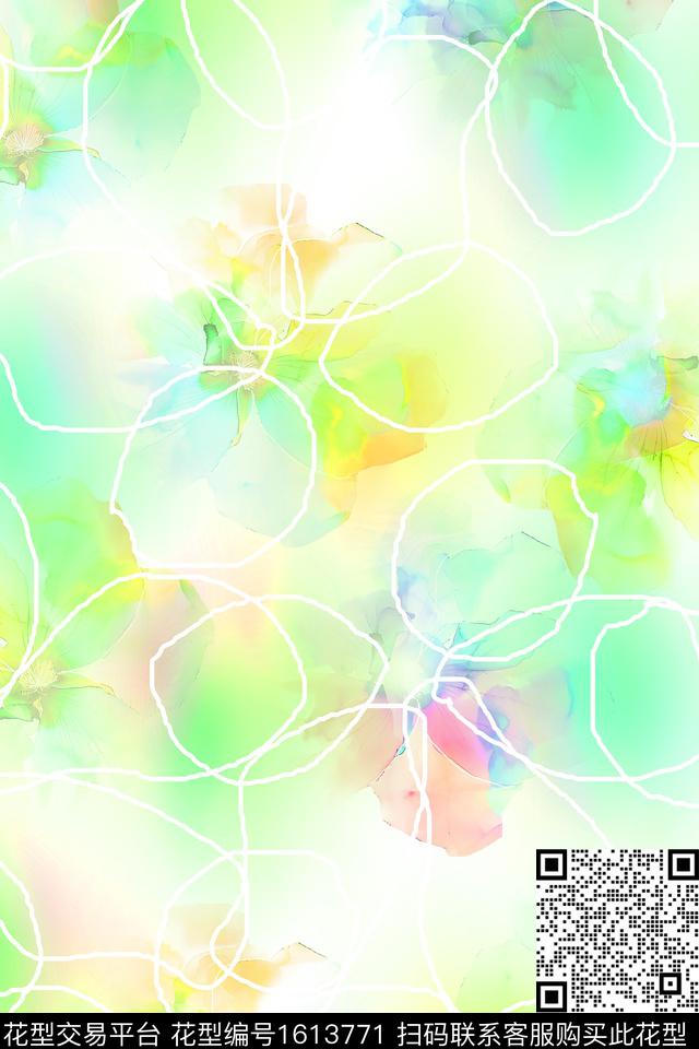 炫彩渐变线条画数码印花花型下载（图片编号: 1613771） - 瓦栏（Walan）