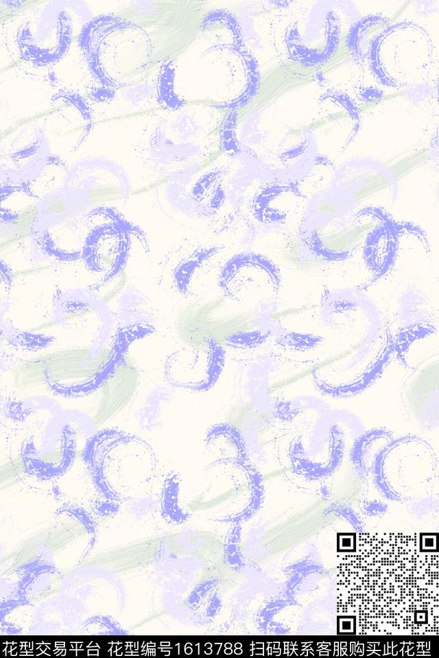 笔触淑女抽象数码印花花型下载（图片编号: 1613788） - 瓦栏（Walan）