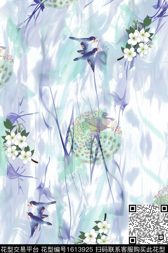 晕染肌理小碎花水彩花卉数码印花花型下载（图片编号: 1613925） - 瓦栏（Walan）