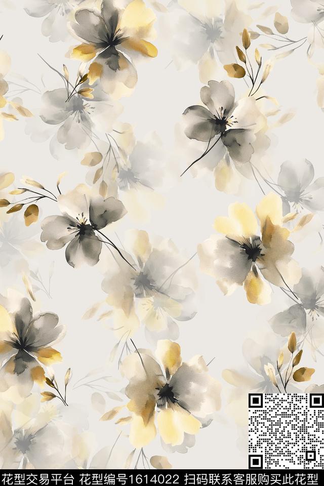 影花花卉水彩花卉数码印花花型下载（图片编号: 1614022） - 瓦栏（Walan）