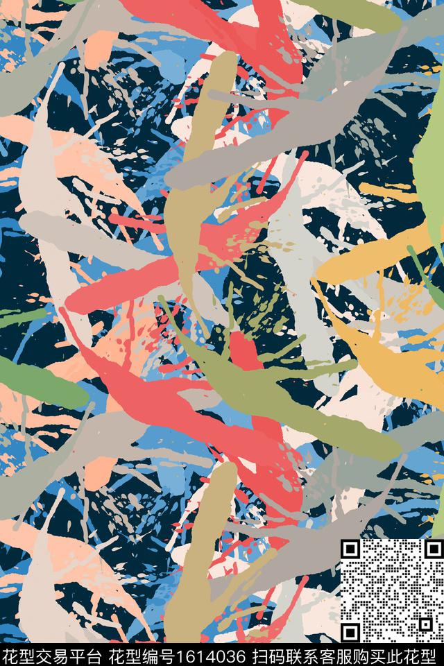 抽象涂鸦传统印花花型下载（图片编号: 1614036） - 瓦栏（Walan）