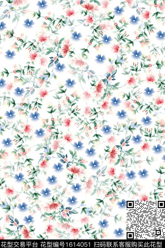 满版散花小碎花数码印花花型下载（图片编号: 1614051） - 瓦栏（Walan）