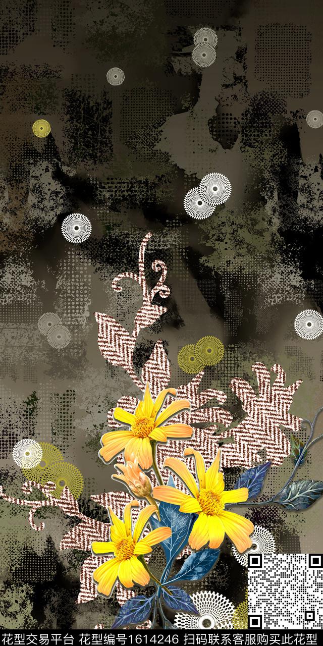 花卉中老年定位花数码印花花型下载（图片编号: 1614246） - 瓦栏（Walan）