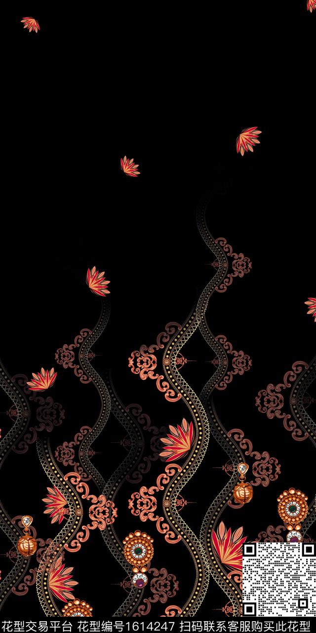 民族风花卉中老年数码印花花型下载（图片编号: 1614247） - 瓦栏（Walan）