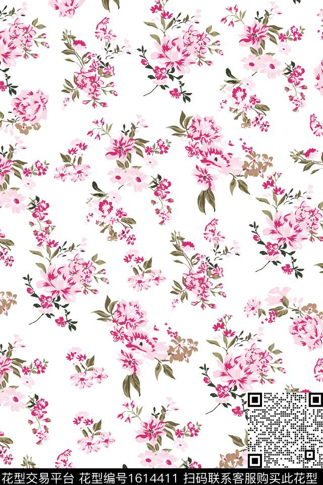 花卉小碎花手绘数码印花花型下载（图片编号: 1614411） - 瓦栏（Walan）