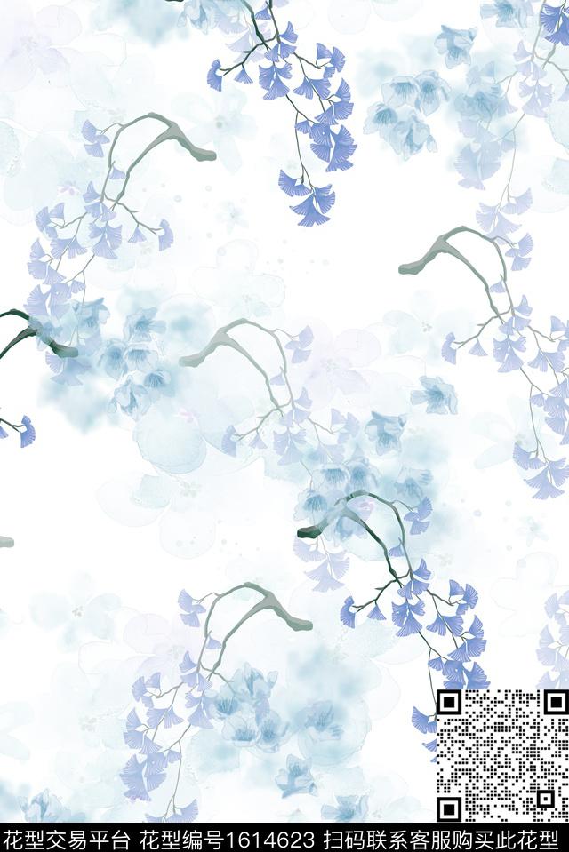 小清新晕染肌理小碎花数码印花花型下载（图片编号: 1614623） - 瓦栏（Walan）