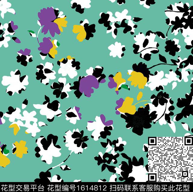 花卉小碎花清爽底花卉数码印花花型下载（图片编号: 1614812） - 瓦栏（Walan）