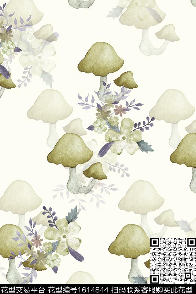 小清新花卉影花数码印花花型下载（图片编号: 1614844） - 瓦栏（Walan）