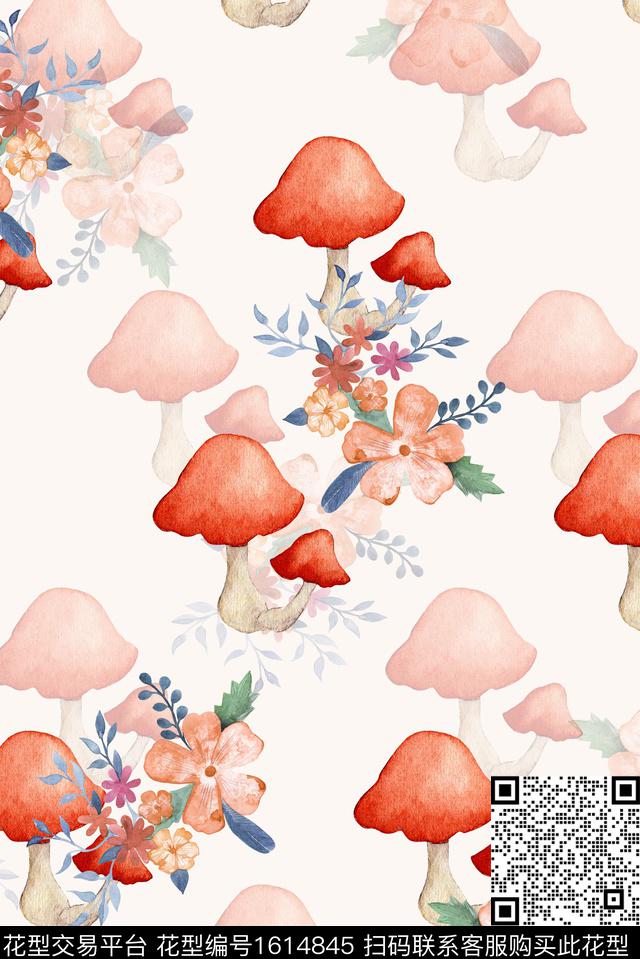 小清新小碎花水彩花卉数码印花花型下载（图片编号: 1614845） - 瓦栏（Walan）