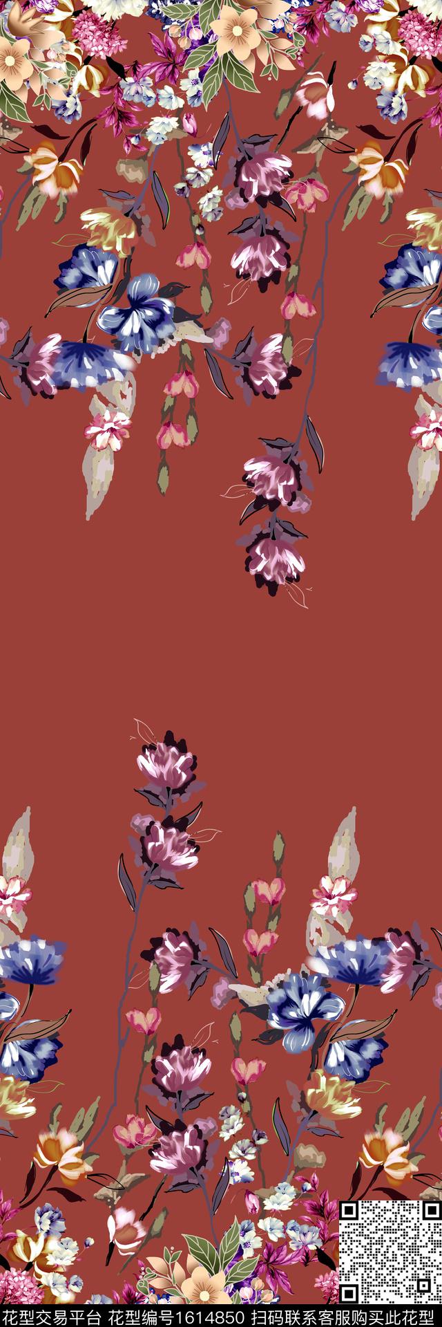满版散花花卉数码花型数码印花花型下载（图片编号: 1614850） - 瓦栏（Walan）