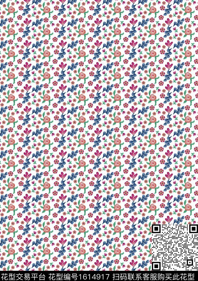满版散花小碎花传统印花花型下载（图片编号: 1614917） - 瓦栏（Walan）