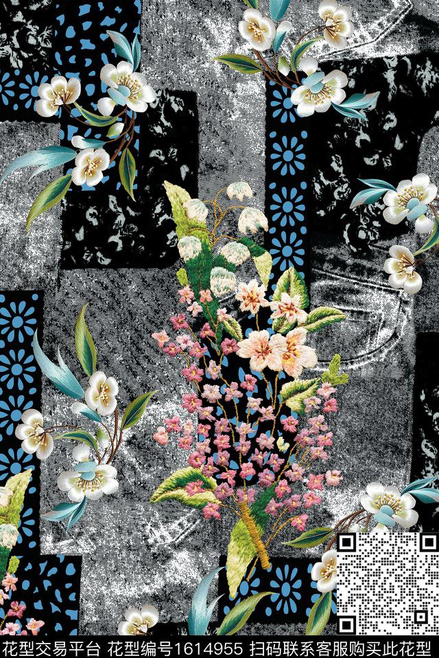 绣花花型小碎花肌理数码印花花型下载（图片编号: 1614955） - 瓦栏（Walan）