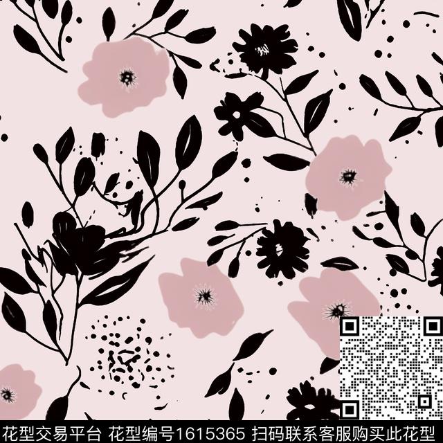 花卉波点手绘花卉传统印花花型下载（图片编号: 1615365） - 瓦栏（Walan）