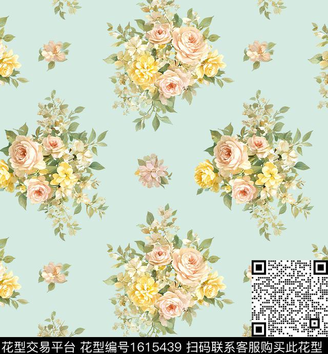 花卉水彩花卉小清新数码印花花型下载（图片编号: 1615439） - 瓦栏（Walan）