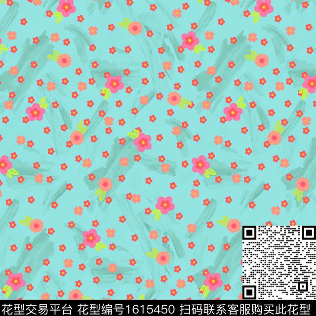 花卉小碎花笔触数码印花花型下载（图片编号: 1615450） - 瓦栏（Walan）