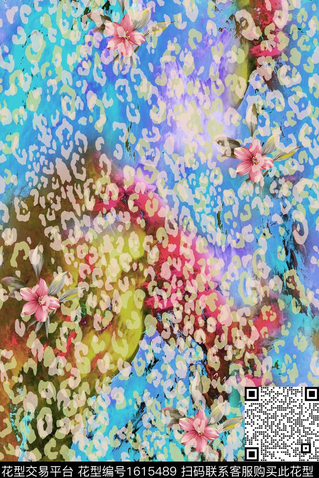 豹纹晕染肌理小碎花数码印花花型下载（图片编号: 1615489） - 瓦栏（Walan）