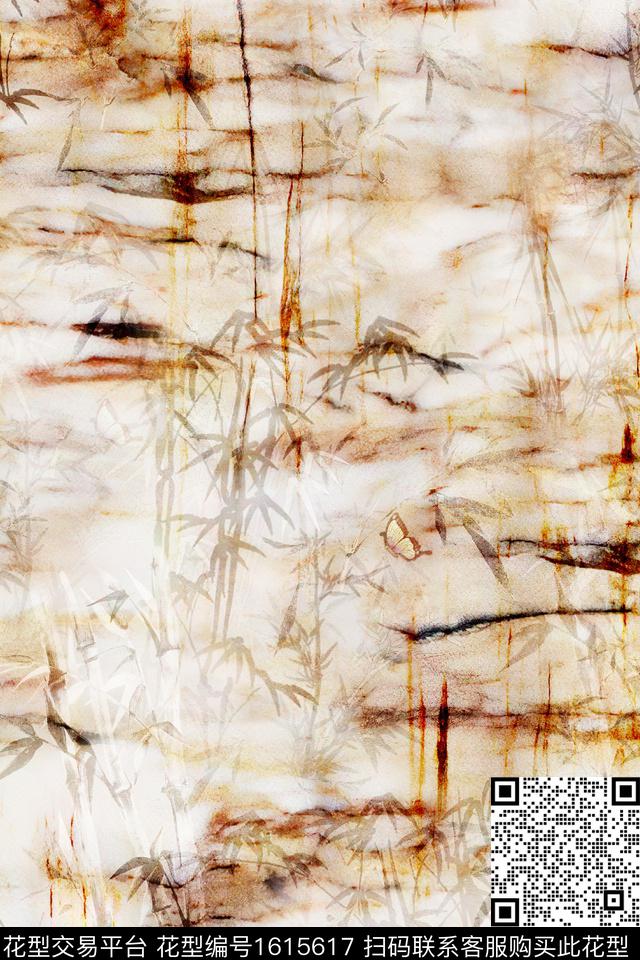 香云纱晕染肌理竹子数码印花花型下载（图片编号: 1615617） - 瓦栏（Walan）