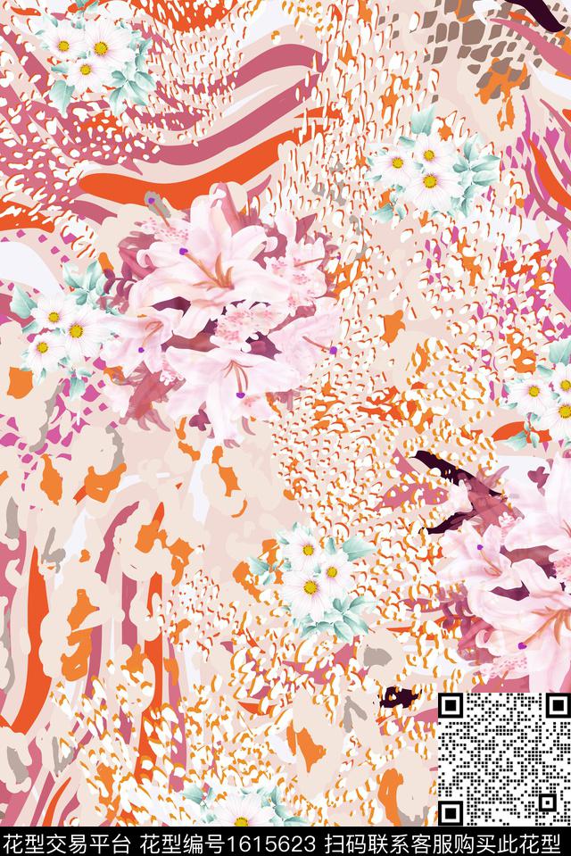 花卉水彩花卉百合数码印花花型下载（图片编号: 1615623） - 瓦栏（Walan）