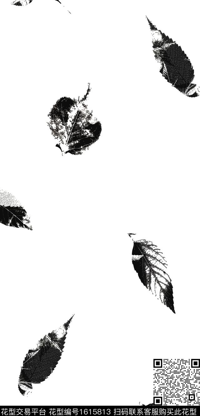 休闲绿植树叶数码印花花型下载（图片编号: 1615813） - 瓦栏（Walan）