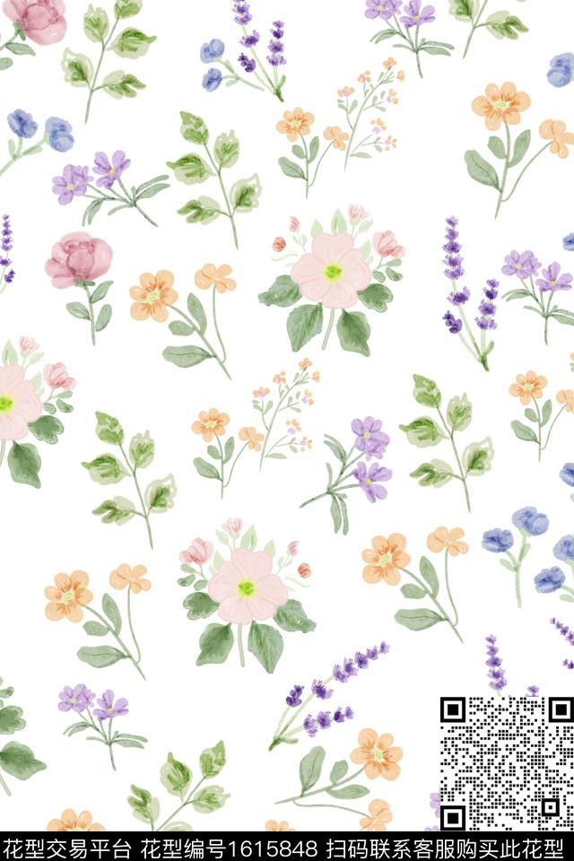 小清新春夏花型花卉数码印花花型下载（图片编号: 1615848） - 瓦栏（Walan）