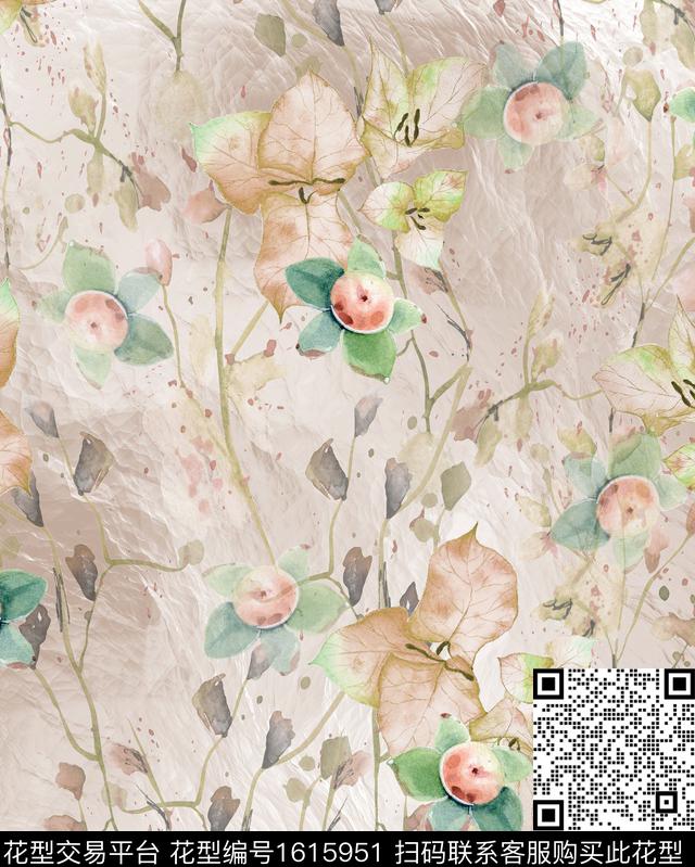 水彩水果树枝数码印花花型下载（图片编号: 1615951） - 瓦栏（Walan）