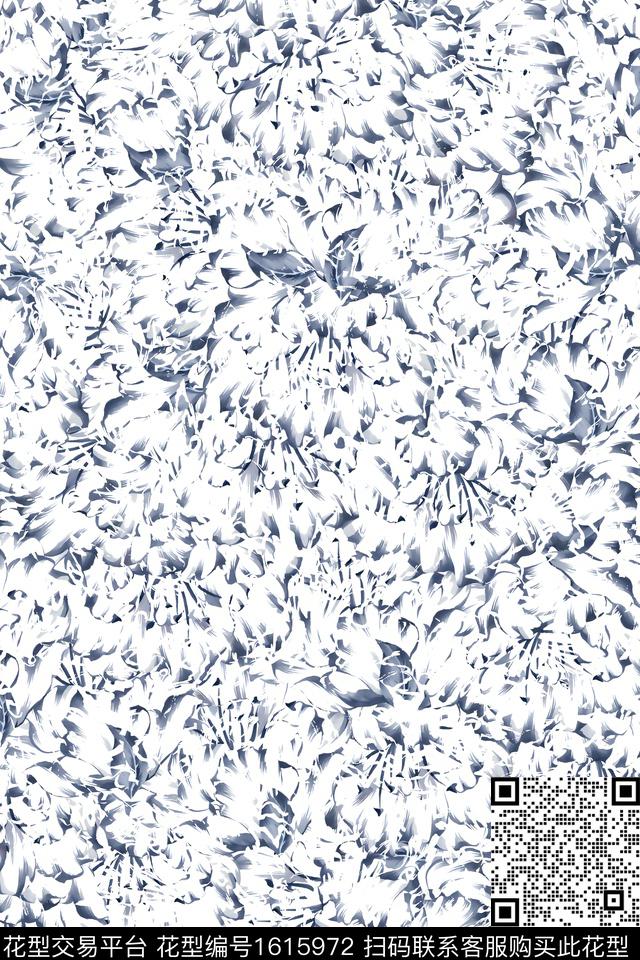 满版散花黑白花型数码印花花型下载（图片编号: 1615972） - 瓦栏（Walan）