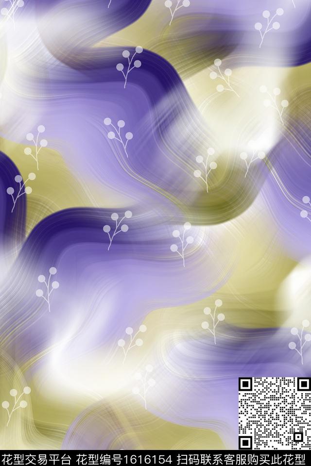 满版散花波浪纹渐变数码印花花型下载（图片编号: 1616154） - 瓦栏（Walan）